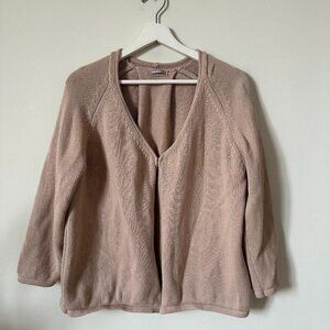 Hemisphere Beige 100% Pima Cotton V-Neck Cardigan Size EU 42